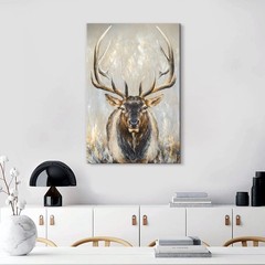 Moose Canvas Wall Art Abstract Wildlife Elk Deer Picture Large Vintage Animal…