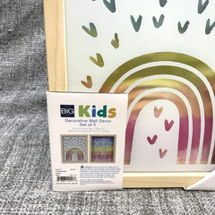 Cute Kids Wall Art Framed Home Decor 10” X 8” Set of 2 Rainbow Heart Art unisex