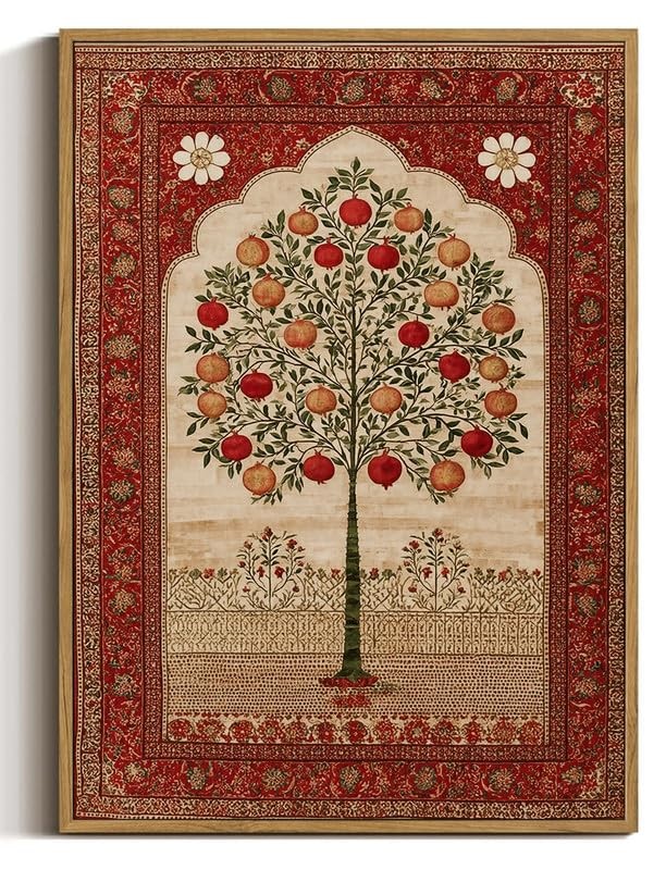 Persian Tree of Life Wall Art Bohemian Home Decor Canvas Print 8x10in