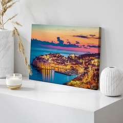 wall26 Wall Art Greek Island with Light Ocean Seaside Landscape Canvas Print