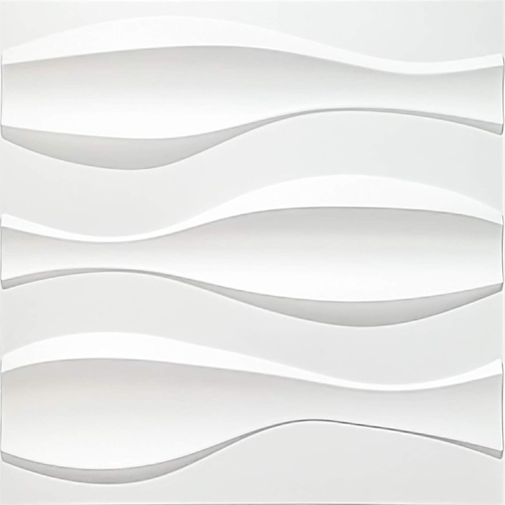 19.7″ x 19.7″ (Pack of 12) Wall Panel Wave, White