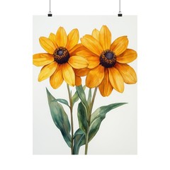 Boho Black Eyed Susans Flower Art Print Poster, Minimalist Floral Wall Art 1
