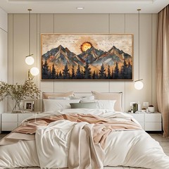 Wood Framed Abstract Wall Art For Living Room Large Canvas Wall Decor For Off…