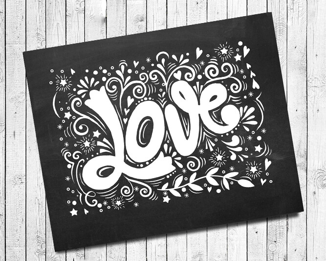 LOVE Typography Design Home Decor, 8×10 CARDSTOCK Print ONLY, NO Frame, LOVE