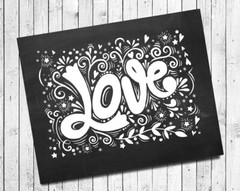 LOVE Typography Design Home Decor, 8×10 CARDSTOCK Print ONLY, NO Frame, LOVE