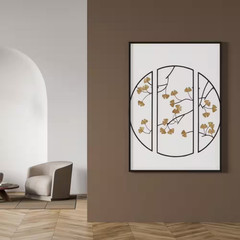 Framed 3-Piece 14.6 In. X 35.4 In. Gold Metal Work Wall Decor Set, Suitable for