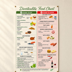 Diverticulitis Food Chart Nutrition Guide Poster Wall Decor | Multiple Sizes