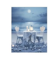 11×14 Moonlight Beach Picnic Canvas Print Wall Art
