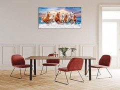 Wall Art Canvas Painting Horses Running Canvas Mural Poster,DIY Framed 24″x48″