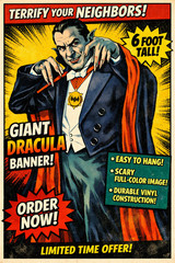 Rare 6 foot DRACULA full body vinyl print retro horror
