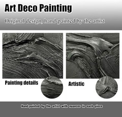 Black Abstract Wall Art Canvas Large Modern Living Room Bedroom Office Decor