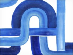 Grace Popp ‘Woven Cobalt I’ Wrapped Canvas Art Modern Contemporary 19in x 14in