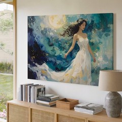 Celestial Dream Woman Canvasethereal Fantasy Moonlight Wall Art