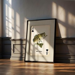 Reel Lucky Largemouth Bass Poster – Rustic Fishing Wall Art, Lake House Decor