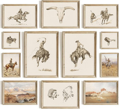 Vintage Western Wall Art Decor – Cowboy Canvas Prints, Rustic Farmhouse Southwes