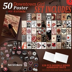 Downtown Girl Room Decor, 50pcs Y2k Posters with Stickers, Vintage Downtown G…