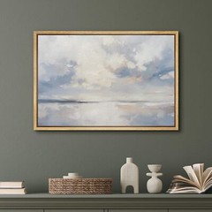 Wall26 Seascape Framed Wall Art Abstract Coastal Ocean Illustration Canvas Print