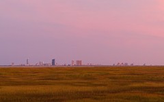New Jersey Wetlands Sunset — Framed Photograph, Atlantic City Skyline, Barnwood