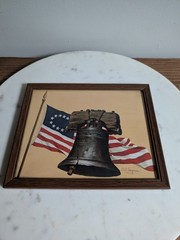 Vintage Liberty Bell & Betsy Ross Flag Framed Americana Print by Maguire