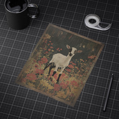 Vintage GOAT BOTANICAL Wall Art, Farm Animal Floral Decor, Nature Flower Poster