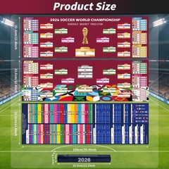 World Soccer Bracket Poster 3PCS Set, 40 x 26 Inches Double-Sided Dry Erase W…