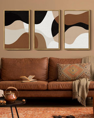Large 16X24In Black Abstract Framed Wall Art Decor Minimalist Geometry Prints Sh