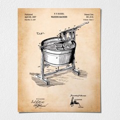 Vintage Laundry Room Canvas Decor, Patent Vintage Washing Machine Poster – 16×20
