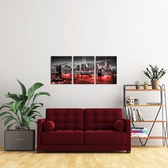 Conipit New York Brooklyn Bridge Canvas Wall Art Black and White Red City Pic…