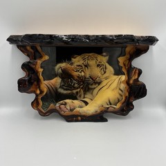 Vintage Lacquer Wooden Shelf Tiger Couple White Tiger