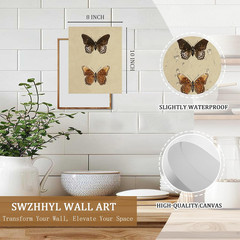 Vintage Butterfly Wall Art, Retro Butterfly Illustration Canvas Print, Neutral V
