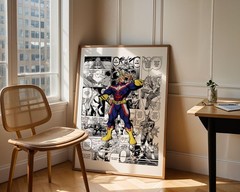 All Might Manga Panels Poster | My Hero Academia Anime Wall Art Print