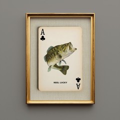 Reel Lucky Largemouth Bass Poster – Rustic Fishing Wall Art, Lake House Decor