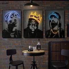 Canvas Neon Style Biggie Poster Hip Hop Rapper Wall Art Print 40x60cm US SELLER