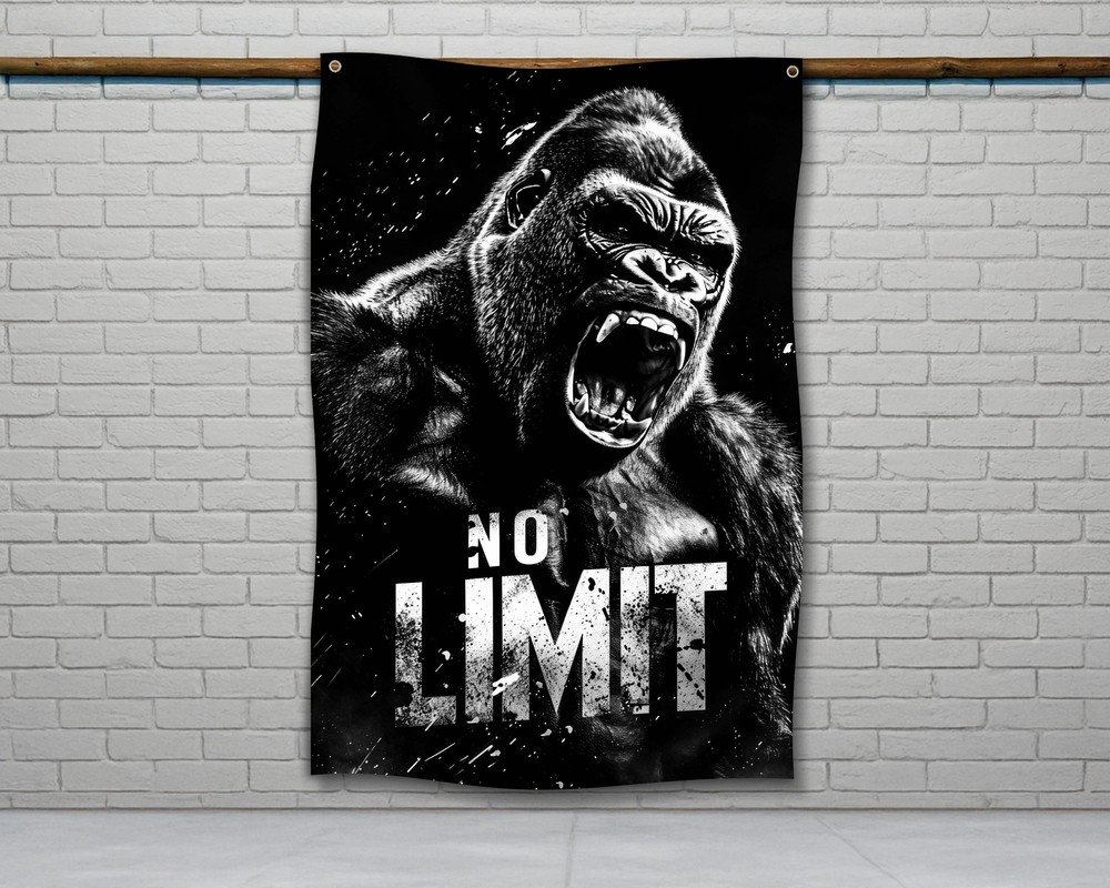 Gorilla Flag Motivational Fitness Wall Art for Home or Garage Gym Decor