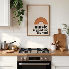 Vintage Vinyl Record Poster Music Lover Quote Mid Century Wall Art