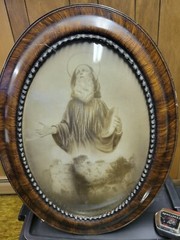 Picture with frame. It is 1ft 6 1/2 in wide and 2 ft long. . Good condition