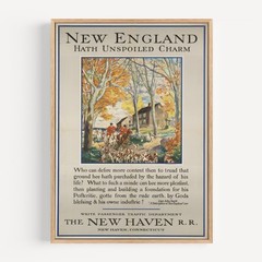 New England hath unspoiled charm Retro Travel Poster
