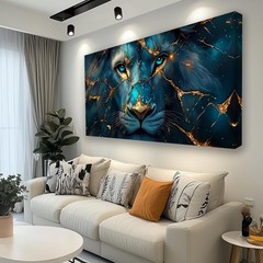 Canvas Wall Art Abstract Wall Art Painting Lion Image Printed Artwork Wooden …