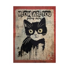 Vintage CAT Meow Are You Feeling Wall Art, Retro Kitten Animal Doctor Wall Decor