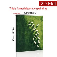 Canvas Art Framed Green Pasture White Sheep Minimalist Farm Landscape Decor Gift