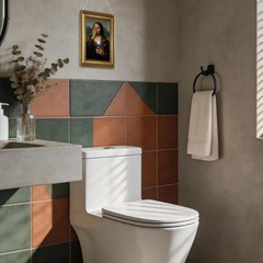Playful 8×12 Mona Lisa Art in Gold Frame – Perfect for Quirky Bathroom Decor
