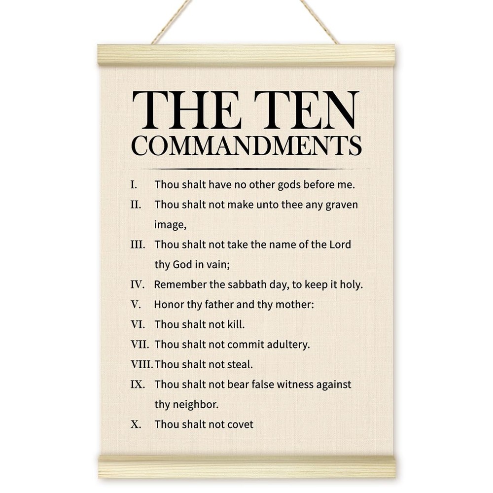 10 Ten Commandments Poster Hanger Frame, Christian Motivational Wooden Canvas…