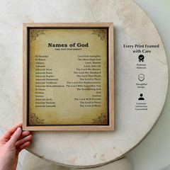 Names of God Christian Wall Art Decor – Inspirational Bible Verse Art Print for