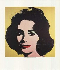 ANDY WARHOL Early Colored Liz 22″ x 19″ Poster 1990 Pop Art Yellow, Black