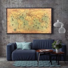 Nautical Ocean Sea world map Retro old Art Paper Painting Home Decor Sticker