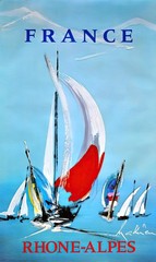 13539.Wall Decor Poster.Interior.Vintage France Travel Rhône-Alpes Sailing Scene