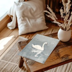 Vintage Swan Wall Art – Swan Canvas Art Prints for Wall Decor, Elegant Animal…