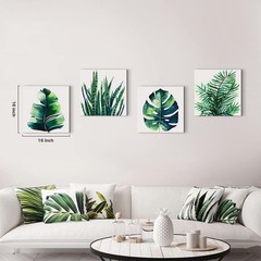 Sophisticated Framed Tropical Leaf Art – 12x12in Panels for Chic Spaces