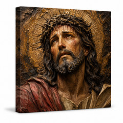 Jesus Crown of Thorns Canvas Wall Art Christian Religious Portrait Faith Home