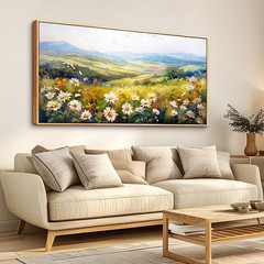 Large Wood Framed Canvas Wall Art – Pastoral Flower Decor 30×60 In